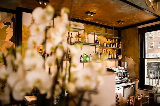 Orchidee bianche davanti al bar